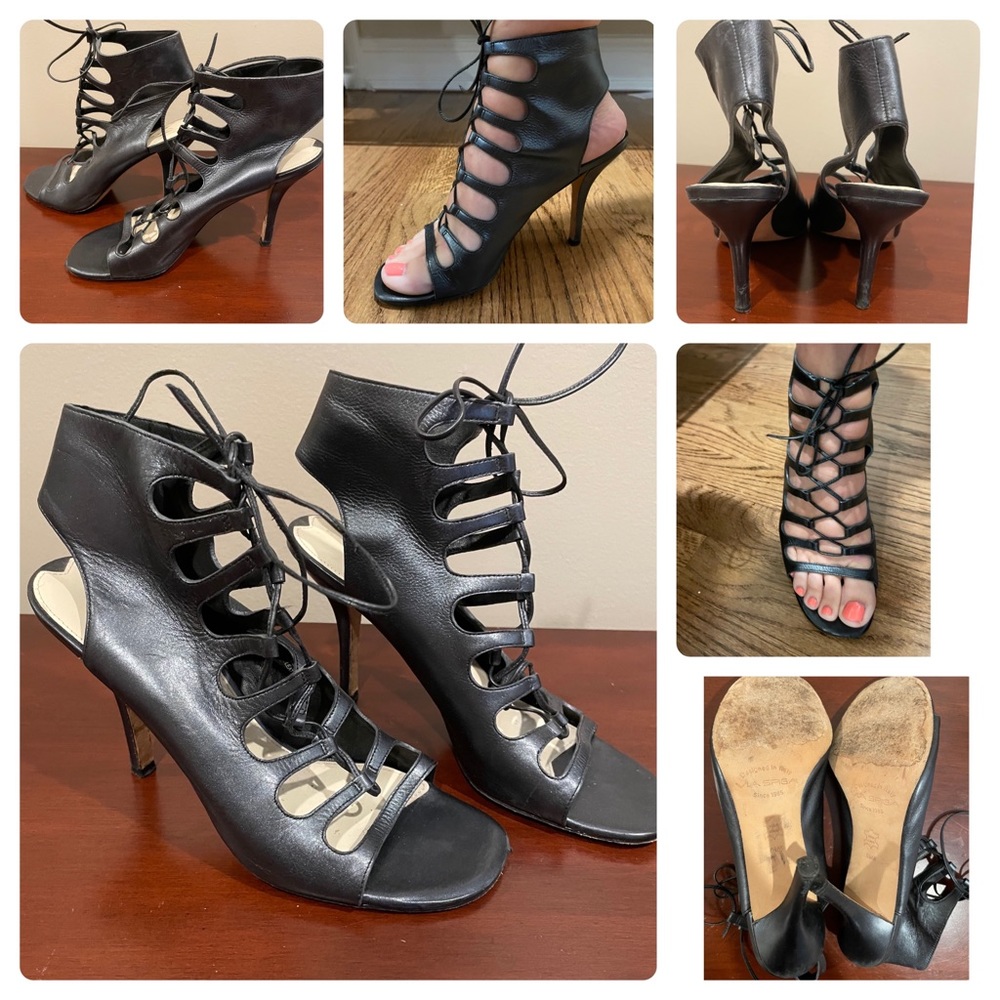 6.5 M Via Spiga Lace Up Front Stiletto Heel Sandal